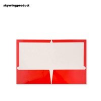 Carpeta de Archivos de Papel de Dos Bolsillos Planos, Tamaño Carta, Color Rojo, Ecológica, de Alta Calidad, con Logotipo Personalizado, Marca Skywingproduct