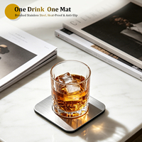 Ensemble de 4 sous-verres en acier inoxydable, résistants à la chaleur, avec support antidérapant en EVA, sous-verres en métal brossé pour whisky, café, thé, bar