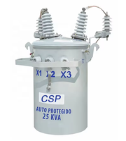 Transformateur toroïdal immergé dans l'huile, type conventionnel, monophasé, monté sur poteau, 25 kVA, 11 kV, 50/60 Hz, à faible perte, fourni par le fabricant
