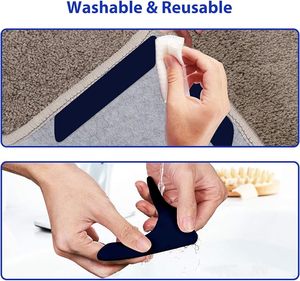 8 Cintas Adhesivas Antideslizantes para Alfombras, Cintas de Doble Cara para Fijar Alfombras, No Dañan el Suelo, Reutilizables, Lavables, Sin Residuos, Adhesivos para Esquinas de Alfombras - Product Image 4