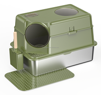 Bac à litière pour chat de grande capacité en acier inoxydable avec pelle portabilité de nettoyage facile pour accessoires pour chats domestiques