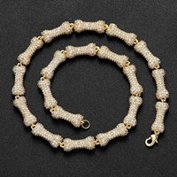 Collier de bijoux en os Hip Hop pour hommes Chaîne cubaine de 10mm avec micro-pavé rose CZ Stone Pull à la mode Choker