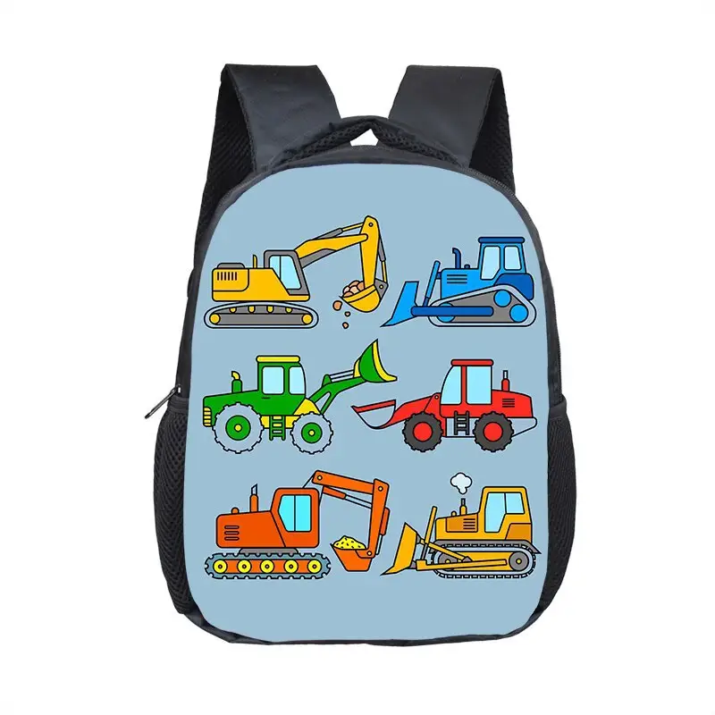 2024 nova mochila para crianças 12 " mochilas para menino para a escola dos desenhos animados caminhão de engenharia mochila para estudantes da escola primária