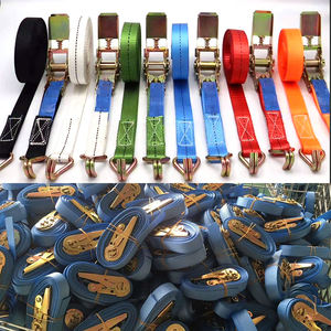 Sangles à cliquet à double crochet en J <span class=keywords><strong>2</strong></span> pouces x 10 m, résistance à la rupture de 5000 kg, sangles de fixation robustes pour le transport de marchandises, les plateformes, les remorques - Product Image 1