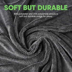 Toalla de microfibra para coche de 1200GSM, 60*90 CM, doble capa, bicolor, con detalles retorcidos, toalla de secado con bucle trenzado - Product Image 4