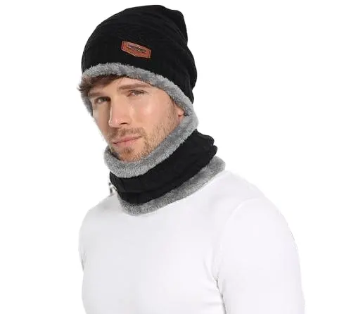 Cappello invernale da donna da donna Set sciarpa calda maglia in pile spesso foderato con cappuccio con teschio più caldo per uomo e donna berretto con Logo personalizzato