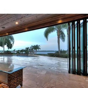 Pieghevole porte in vetro con telaio in alluminio e vetro antivento Bifold <span class=keywords><strong>per</strong></span> soggiorno Villa scuola superficie finita - Product Image 5