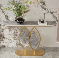 Console d'entrée de luxe en marbre, meuble de couloir, table de hall minimaliste, table de foyer au design artistique créatif, mobilier de salon élégant