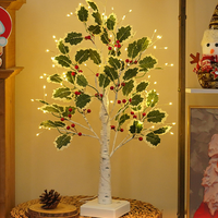 Kerstboomlicht LED Nieuwjaarsvakantie Feestdecoratie Gloeiende boom Binnenhuis Rood fruitblad Decoratieve lamp