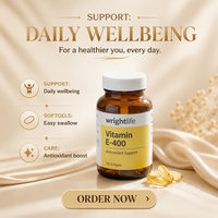 Vitamin E 400 IU 60/90 Kapsul Softgel Antioksidan Alami Pendukung Kesehatan Sel Kulit Wright Life OEM Private