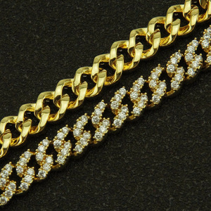 Shiny zircon men's and women's Cuban chain <b>bracelet</b> hip-hop environmentally friendly <b>copper</b> jewelry width 8mm - Product Image 4