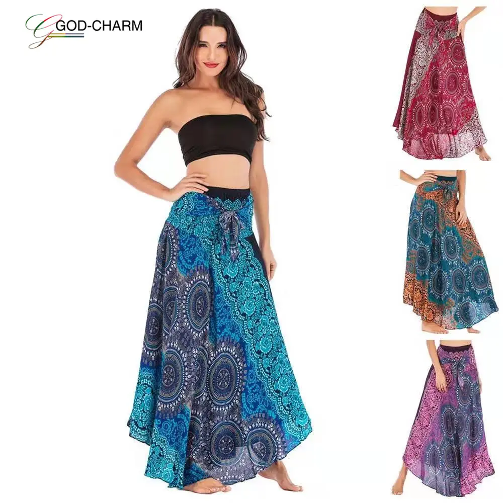 *GC-0255 2022 new Two Ways To Wear Beach Ethnic Style Swing Skirt Women Long Hippie Bohemian Gypsy Boho Flowers Floral Skirt