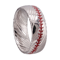 Bague en acier de Damas à motif de ligne de football, alliance pour homme, forgée à la main, vente en gros SZ CHENG JEWELERS