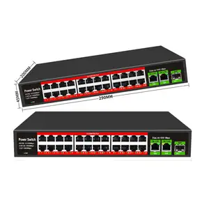 ใหม่ไฟเบอร์ออปติก24พอร์ตเครือข่าย Switches100/1000M 10G อัปลิงค์ Sfp + พอร์ต Poe Ethernet