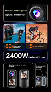กล้องแอคชั่นกันน้ำ 30 เมตร กล้องกีฬา 5K 4K 60fps หน้าจอคู่ ควบคุมแบบสัมผัส กล้องติดหมวกจักรยาน มอเตอร์ไซค์ พร้อมระบบกันสั่น EIS รองรับ 256GB - Product Image 5