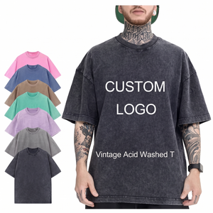 เสื้อยืดพิมพ์ลายโลโก้ตามสั่งขายส่ง ทรงโอเวอร์ไซส์ ผ้าคอตตอนหนา 280 กรัม สไตล์วินเทจ สตรีทแวร์ รุ่น TKAN6750 รับผลิตแบบ OEM - Product Image 1