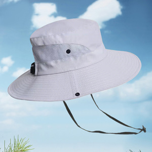 Sun Protective Wide Brim Bucket Hat Breathable Foldable Outdoor Sun Hat Adult Solid Color Contrast - Product Image 2