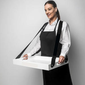 Bandejas de madera para aperitivos con correa, bandeja de usherette delgada, bandeja para servir fiestas nocturnas de películas, portador de palomitas de maíz - Product Image 2