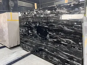 Losa de mármol italiano resistente a los impactos mágicamente duradera diseño negro mágico moderno de larga duración losa grande Exterior Interior - Product Image 2