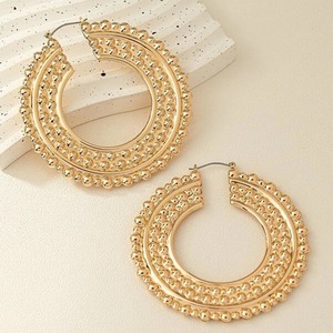 2024 Fashion Jewelry Exaggerated New Concave Convex Large Circle <strong>Earrings</strong> Hammered Flower Big Round <strong>Clip</strong> <strong>on</strong> <strong>Earrings</strong> Hoops - Product Image 2