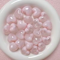 Perles cœur gonflées en crème argentée scintillante avec revêtement UV, à trou droit, pour breloques de téléphone DIY, matériaux pour porte-clés et accessoires de bijoux