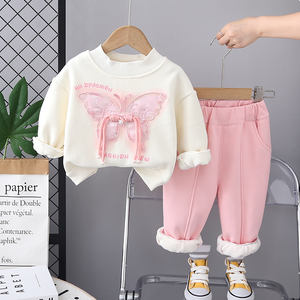2025 <strong>New</strong> Girls' Casual 2-Piece Winter Set Long Sleeve Hoodie with Bow and Pants Cute <strong>Outfit</strong> for 8-<strong>Year</strong>-Old <strong>Baby</strong> Girls - Product Image 2