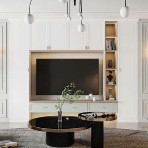 Modern Luxury <b>LED</b> <b>TV</b> Stand <b>for</b> Living Room Furniture with Wall-Mounted Floating <b>Cabinet</b> Wooden Unit Design Fits 65"+ <b>TVs</b> - Product Image 5