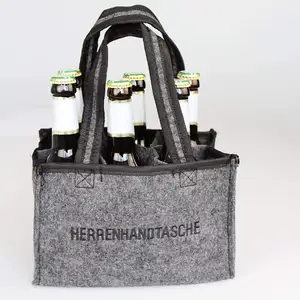 Personalizzato eco-friendly di trasporto feltro six pack di birra di vino sacchetto del regalo di acqua drink bottle manica carrier