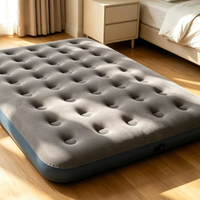 Matelas Gonflable Double Portable pour Camping avec Pompe Intégrée, Matelas Gonflable Floqué Confortable Fabriqué en Chine pour Chambre d'Invité et Usage Domestique
