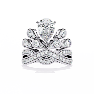Bague en diamant de laboratoire taille marquise en forme de pétale, or massif 14k, 18k, fabrication sur mesure en or rose, or jaune, or blanc - Product Image 1