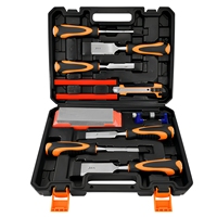 KAFUWELL H25072A Ensemble de 11 ciseaux à main en acier au carbone avec pierre à aiguiser, étui soufflé, garantie 1 an - Outils professionnels pour le travail du bois