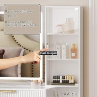 Tocador Moderno de Lujo con Espejo LED de 31.5 Pulgadas, 8 Cajones, Mesa de Maquillaje con Tomacorriente Integrado y Almacenamiento para Dormitorio