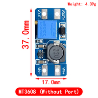 Creatall MT3608 modul penguat DC-DC, papan penguat 2A dengan tegangan Input 2-24v 5 9 12 28V catu daya yang dapat disesuaikan tegangan Output 30V