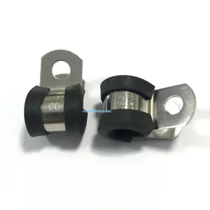 Stainless Steel Rubber Lined P Clips Hose Clamp Pipe Cable Mounting Fix Fasteners Fittings