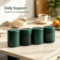 Pot en verre personnalisé de couleur, rechargeable par vis, vide, 4 oz, pour capsules de vitamines, médicaments, compléments alimentaires