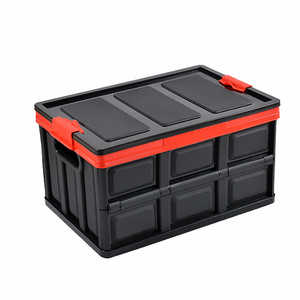 Cubo de almacenamiento plegable de 30 o 55 litros con tapa, caja de almacenamiento apilable de plástico con bolsa de revestimiento interior - Product Image 1