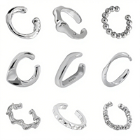 Boucles d'oreilles à clip double couche ajustables pour femmes, en argent sterling 925, géométriques irrégulières, bijoux fins personnalisés