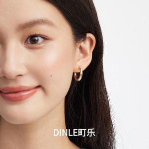ต่างหูห่วง DINLE Star ดีไซน์เรขาคณิตไม่สมมาตร ทำจากโลหะผสมสังกะสี เหมาะสำหรับใส่ทุกวัน - Product Image 1