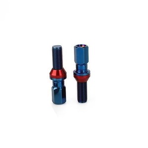 7075 Aluminum Alloy Tapered Ball Joint Lug Bolts <b>28mm</b> German Style One Piece Chrome Finish For Replace Repair - Product Image 4