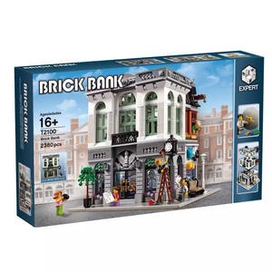 Aslan marka T2100 yaratıcı sokak görünümü serisi tuğla banka 15001 yapı montajlı yapı taşı modeli 1:8 ölçekli plastik 8400 - Product Image 1