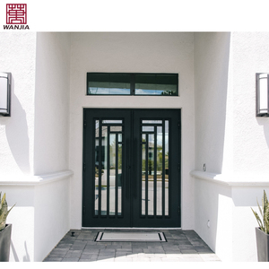 Nhà Máy Outlet Custom made hiện đại an ninh bên ngoài cửa trước đôi wrought sắt cửa - Product Image 3