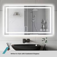 Espejo de Baño Moderno Rectangular con Marco de Aluminio Iluminado de 600x800mm, Espejo LED de Pared para Hotel con Pantalla Táctil