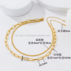 Back <b>Chain</b> Flat Snake <b>Chain</b> Necklace, 18K Gold Plated <b>Copper</b> Jewelry Stainless Steel Jewelry Plus Extension <b>Chain</b> Tanjing - Product Image 5