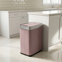 Poubelle intelligente sans contact pliable de couleur rose, poubelle intelligente pour la cuisine et le salon