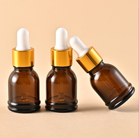 Flacon compte-gouttes en verre ambré de 15 ml à double cercle avec bouchon à bille pour huiles essentielles, solutions originales et essences, flacon de voyage