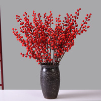 Kunstmatige rode bessen van plastic, bloemstuk voor Kerstmis en nieuwjaar, 30-100cm, decoratie voor thuis en kantoor