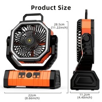 Ventilateur de camping électrique portable F6 10000mAh 20000mAh avec lanterne, moteur sans balais, oscillant, faible bruit, pour voiture et usage domestique