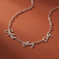 Collier personnalisé avec plusieurs noms, en acier inoxydable plaqué or 18 carats, chaîne à clips, bijoux pour femmes