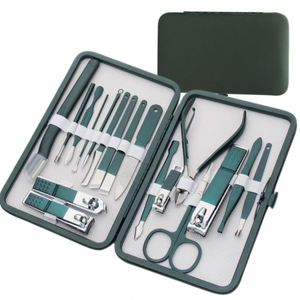 Kit de manucure et pédicure 7 pièces, coffret cadeau, <span class=keywords><strong>ensemble</strong></span> de soins avec étui en cuir noir, cadeau pour la fête des mères - Product Image 1