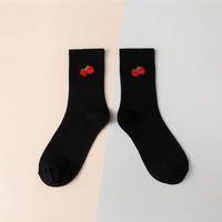 Chaussettes en coton brodées personnalisées de haute qualité pour femmes, couleurs OEM, motifs de fruits mignons
